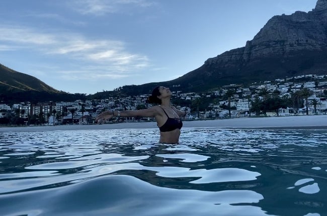 Dr Leila Sadien braves the chilly ocean as often as she can. (PHOTO: Supplied)