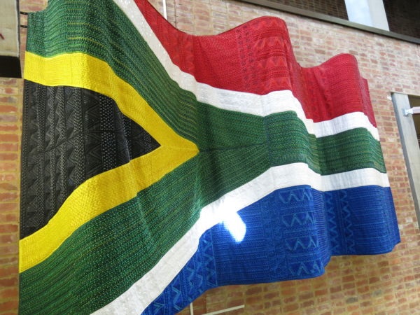 The South African flag in the Constitutional Court.