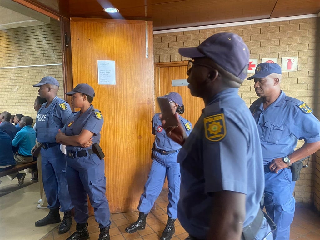 There's high police visibility at the Soshanguve Magistrates Court for the appearance of the two additional New Year’s mass shooting. Photo by Keletso Mkhwanazi