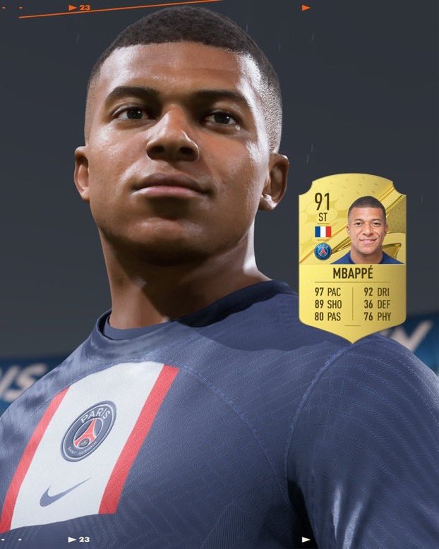Kylian Mbappe is rated as the fastest player on FIFA 23.