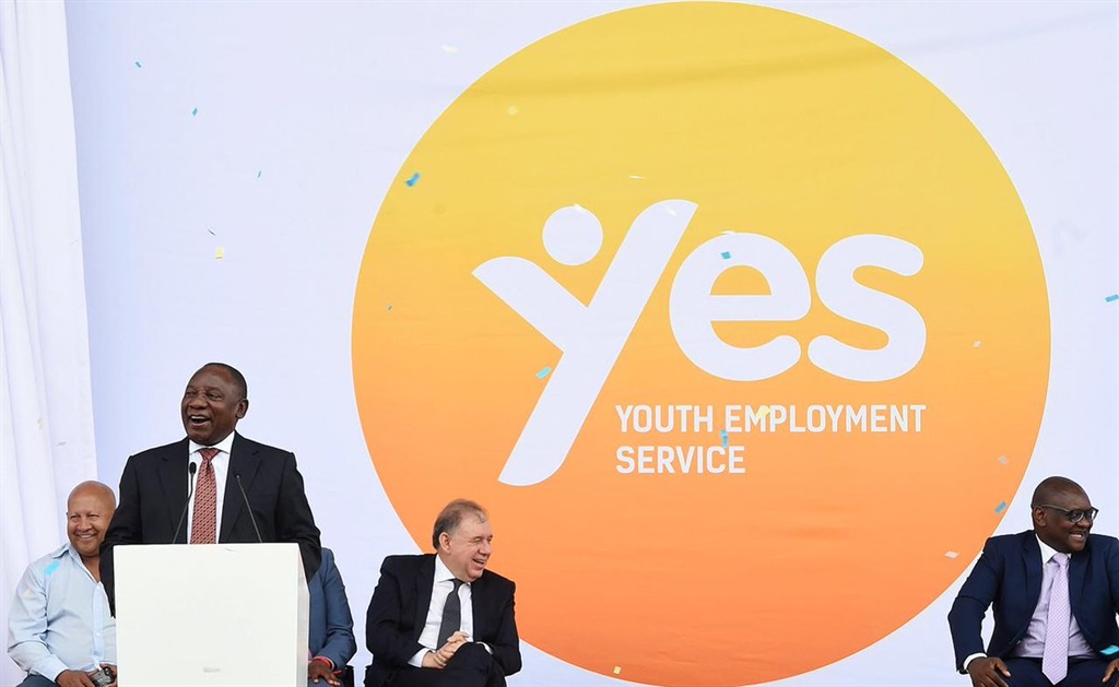 President Cyril Ramaphosa at the launch of the Youth Employment Service in Midrand. Picture: Twtter/ @Governmentza