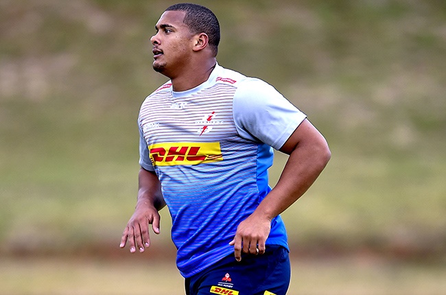 Juarno Augustus during a Stormers training session at the High Performance Centre in Bellville. 