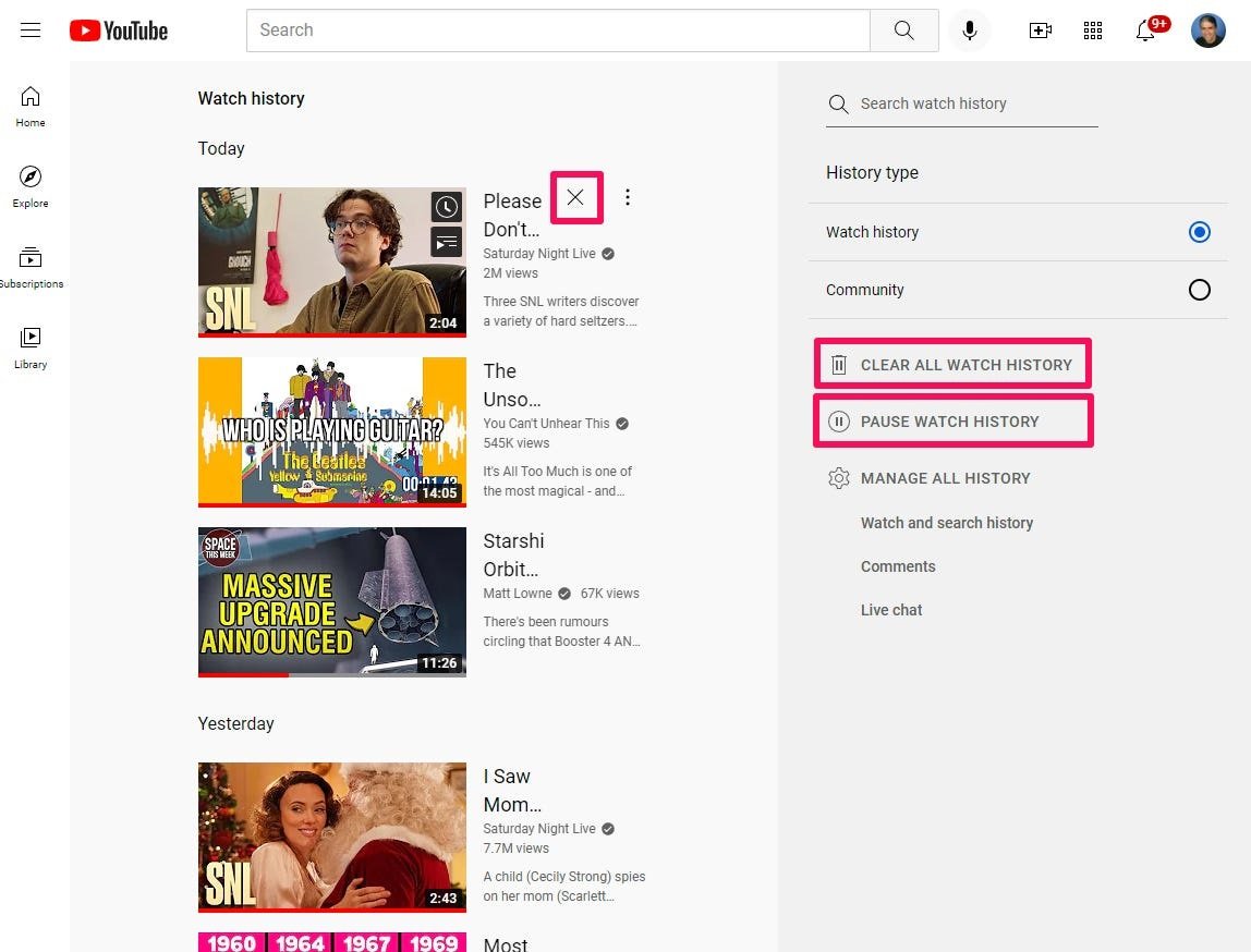 How to view, pause, or delete your YouTube watch and search history on