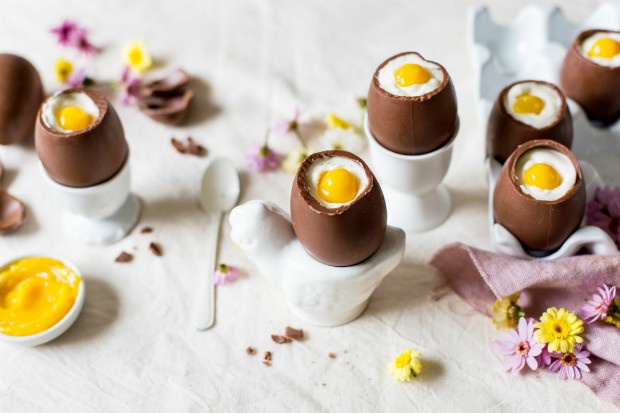 white chocolate mousse filled easter eggs