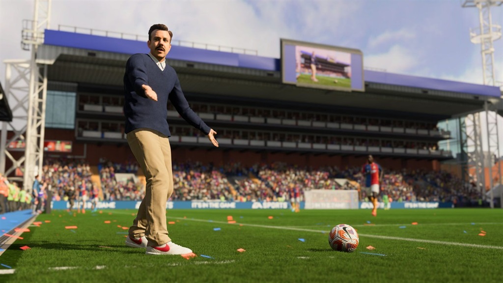 A still from FIFA 23's Ted Lasso trailer. 
