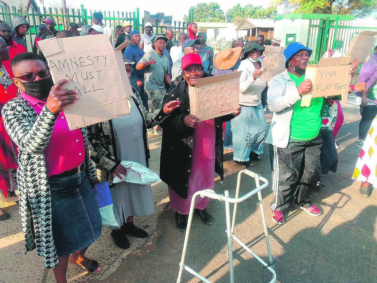 The people of Soshanguve marched to the City of Tshwane offices again to demand the scraping of the looming amnesty period to illegal electricity connections and water, as well as the introduction of a flat rate for pensioners in all the municipal services.                              Photo by Raymond Morare