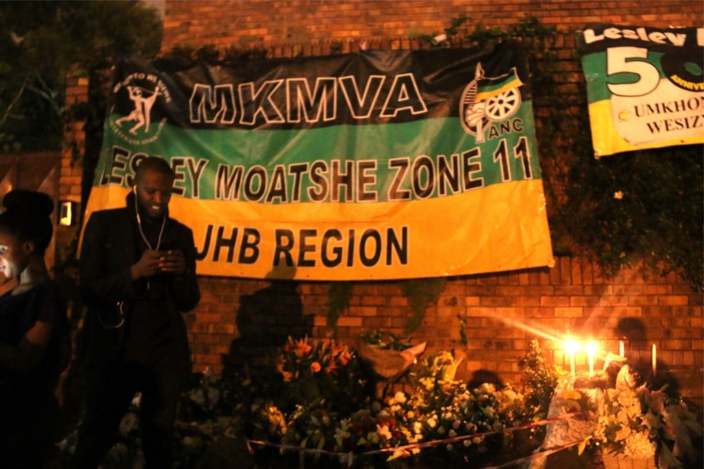 MK military veterans and the ANCYL representatives gather outside Winnie Madikizela-Mandela’s home. Picture: Zamayirha Peter 