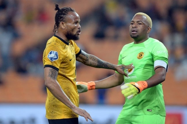 Edmilson Dove and Kaizer Chiefs captain Itumeleng Khune during the DStv Premiership match between Kaizer Chiefs and SuperSport United at FNB Stadium.