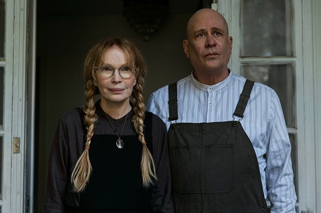 Mia Farrow as Pearl Winslow and Terry Kinney as Jasper Winslow in The Watcher. (Photo: Eric Liebowitz/Netflix) 