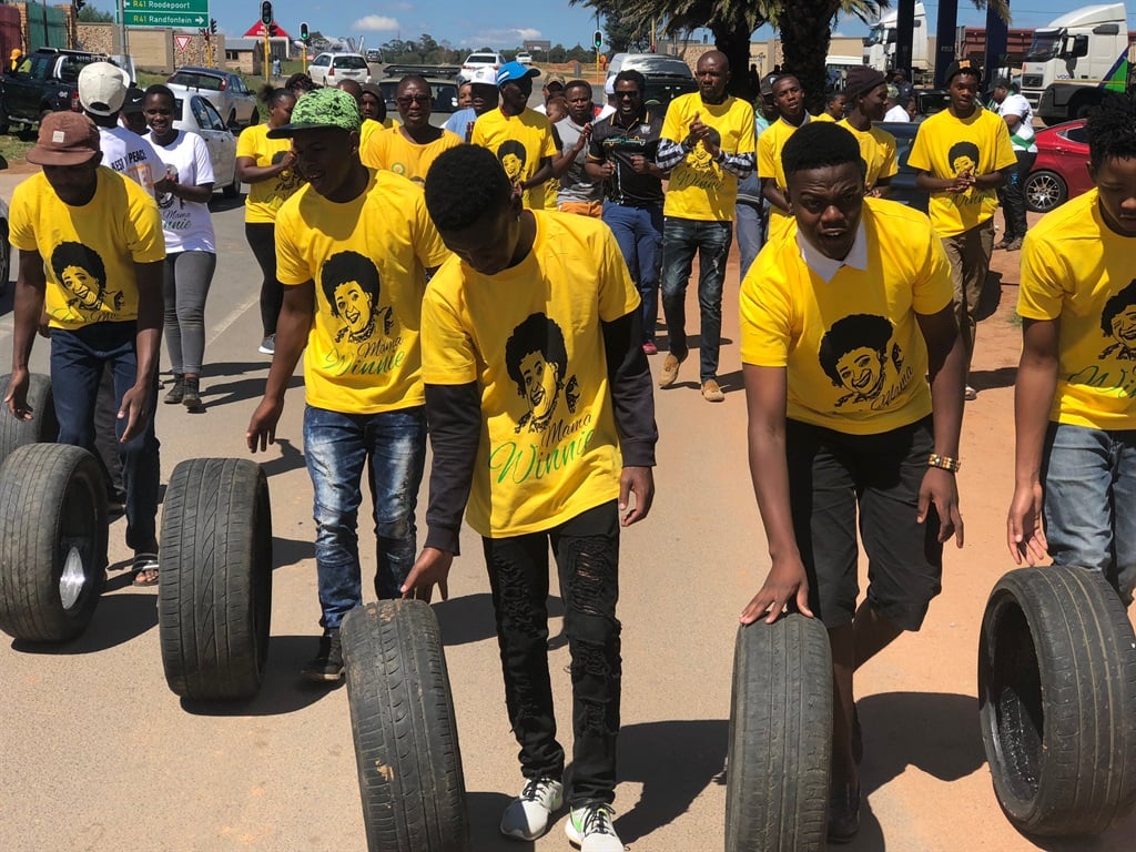 ANC members on their way to the home of a man who posted a questionable image depicting the late Winnie Madikizela-Mandela. Picture: Juniour Khumalo/City Press