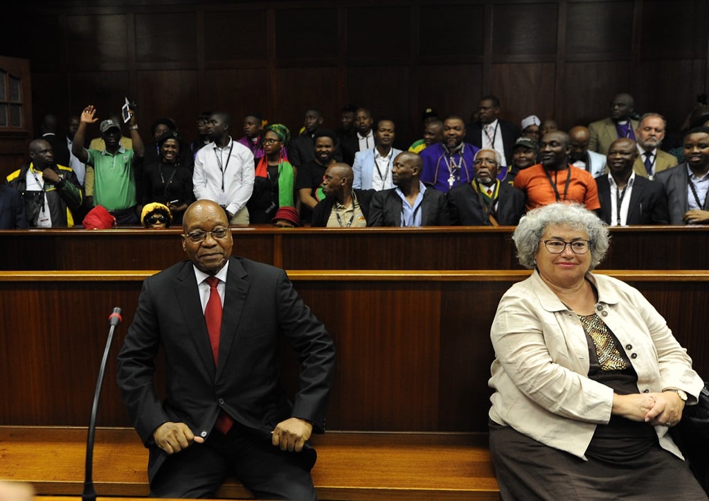 Former President Jacob Zuma and Christine Guerrier of the arms company Thales (Photo: Felix Dlangamandla)