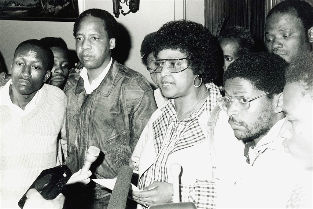 Winnie Madikizela-Mandela with Mpho Motjuoadi, Chris Hani and Joachim Ribiero de Sousa in Johannesburg in 1991. Picture: Gallo Images/Media24 Archives