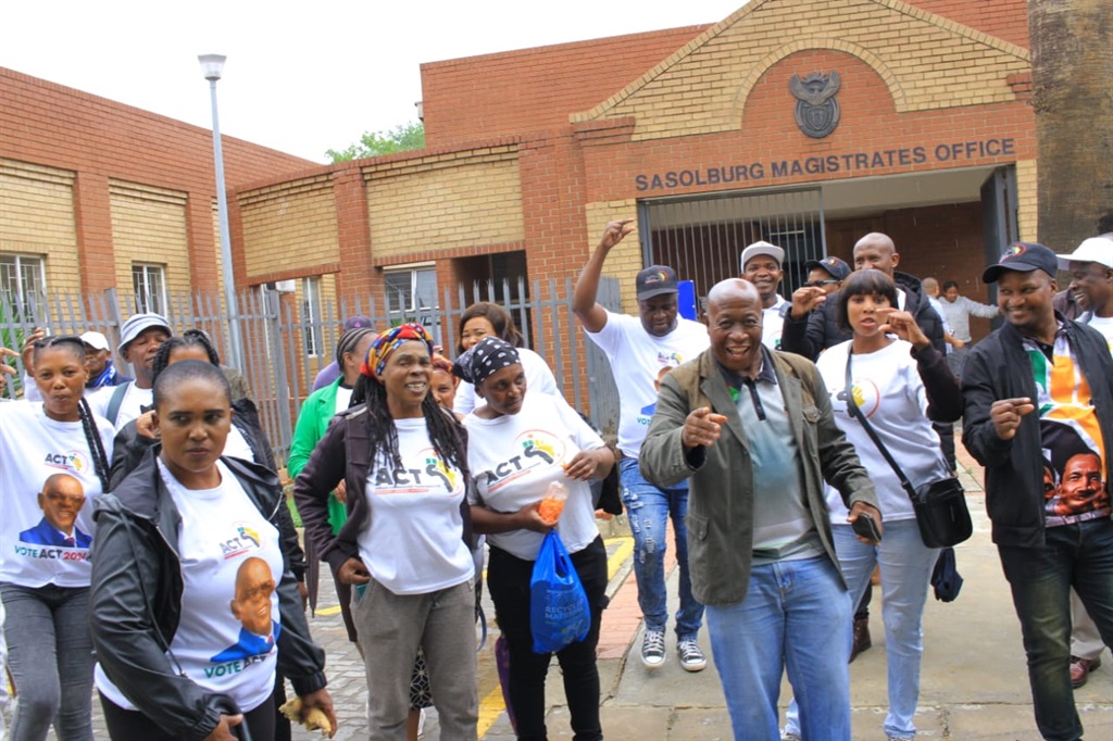 African Congress for Transformation Party members outside Sasolburg Magistrates Court. Photo by Tumelo Mofokeng