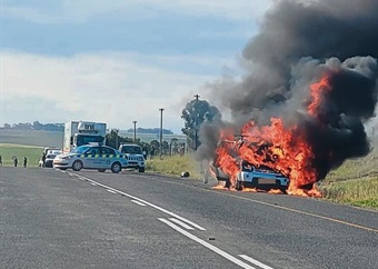 Land Rover catches alight on R45