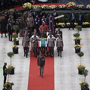 The coffin of Winnie Madikizela-Mandela arrives at Orlando Stadium. Picture: Jan Bornman/News24