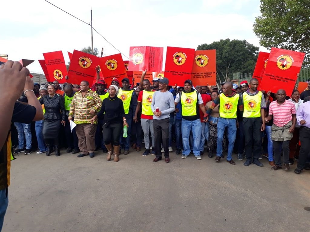 Numsa workers who protested against Fortune Steel last week. PHOTO: Numsa Media