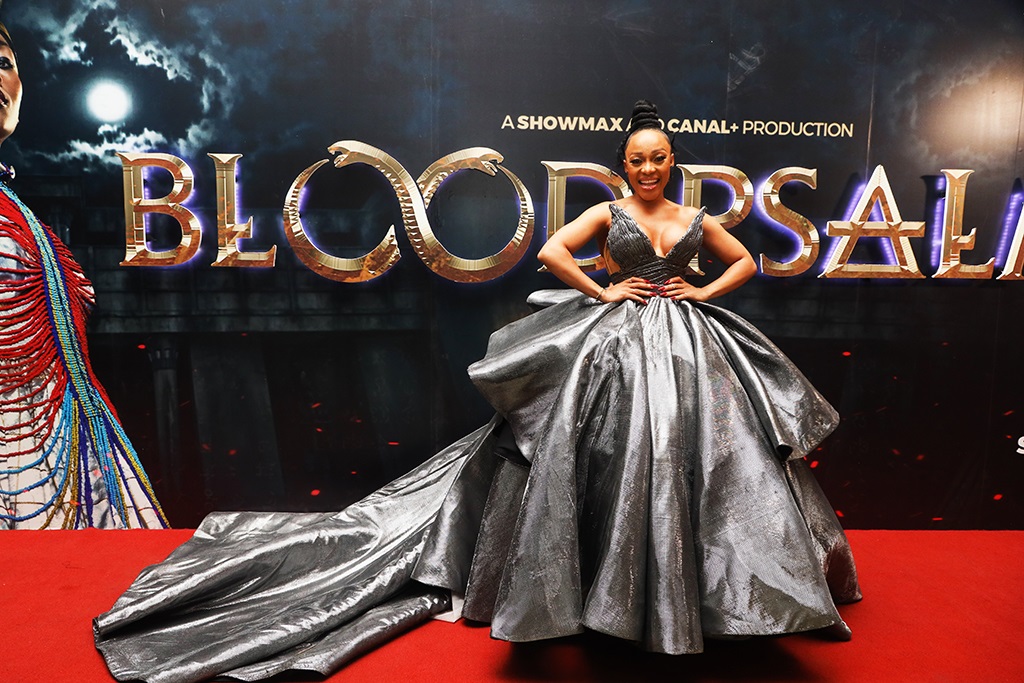 Thando Thabethe arrives at the Blood Psalms premiere.