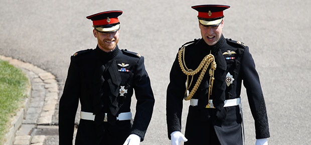 Prince Harry and Prince William arrive at St. George's Chapel. (Photo: AP)