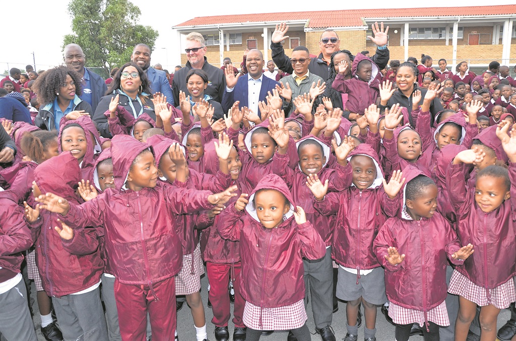 Kids at Mkhanyiseli Primary School in Nyanga showed off their new jackets on Wednesday.Photo by Lulekwa Mbadamane