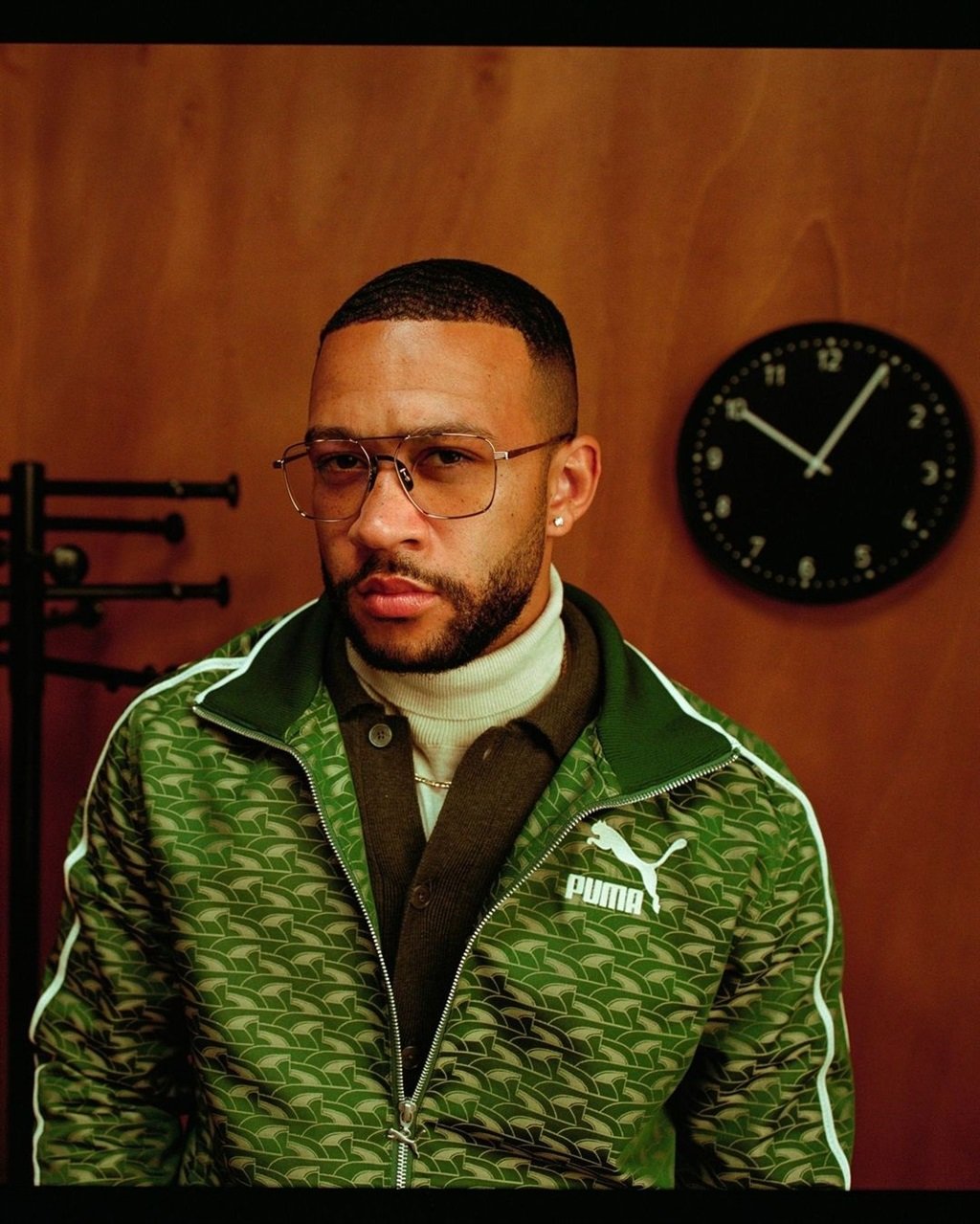 Memphis Depay modelling the PUMA Players' Lounge collection.