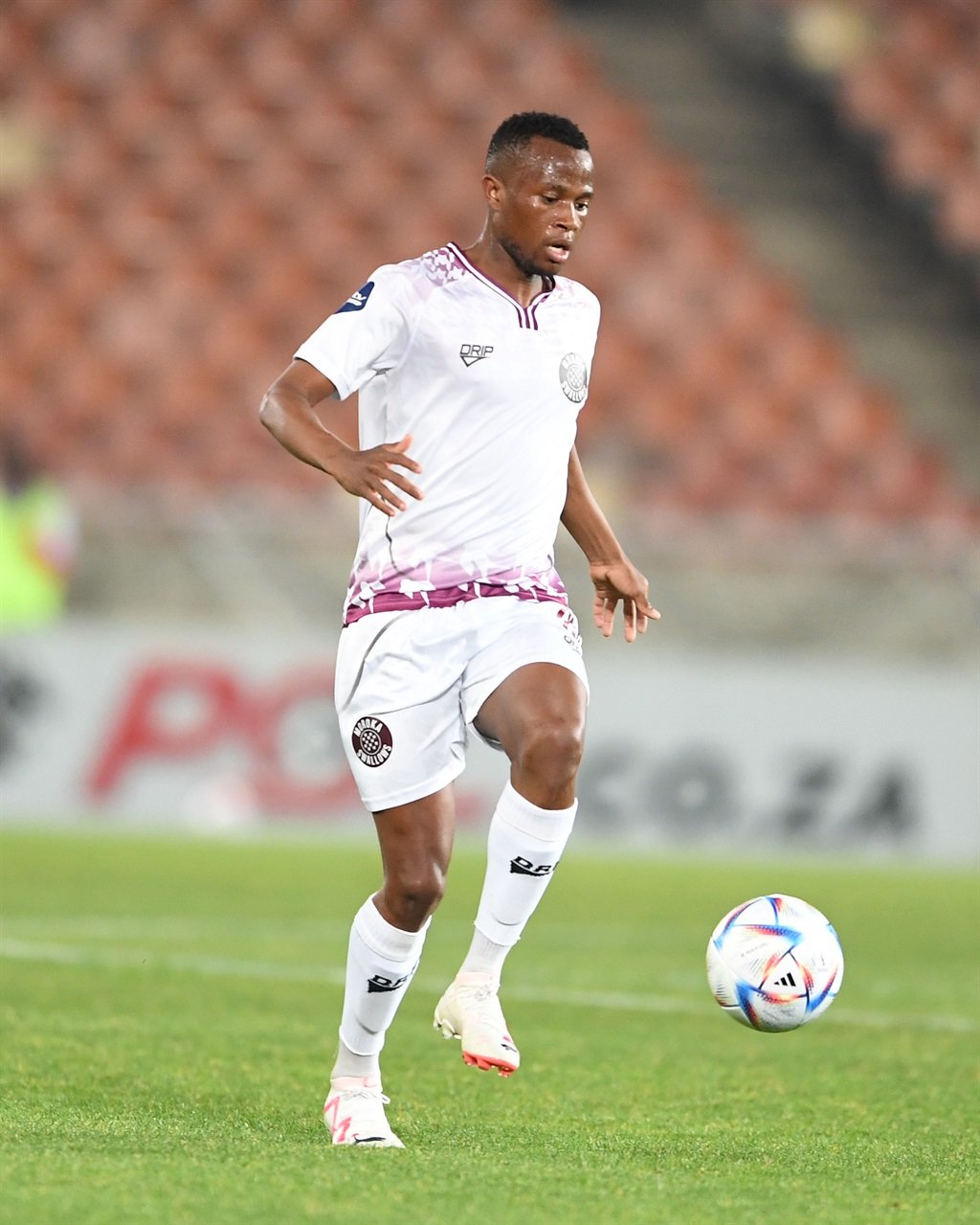 POLOKWANE, SOUTH AFRICA - AUGUST 16: Bongani Sam of Moroka Swallows during the DStv Premiership match between Sekhukhune United and Moroka Swallows at Peter Mokaba Stadium on August 16, 2023 in Polokwane, South Africa. (Photo by Philip Maeta/Gallo Images)