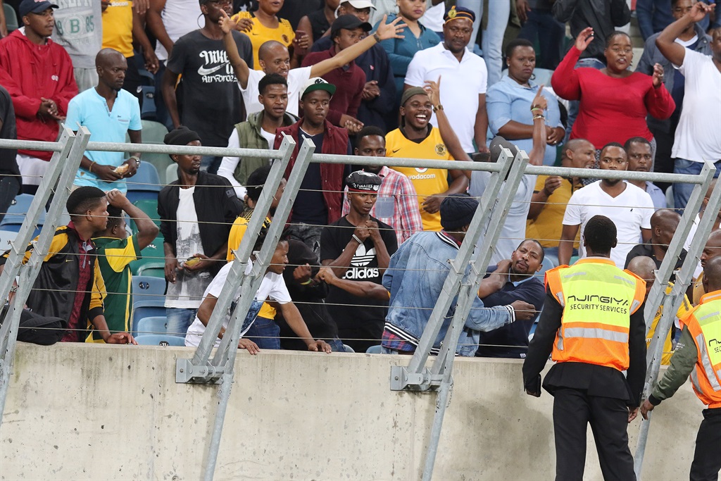 The crowd turns to violence during the Nedbank Cup semifinal match between Kaizer Chiefs and Free State Stars at Moses Mabhida Stadium on Saturda (April 21 2018) in Durban. Picture: Anesh Debiky/Gallo Images