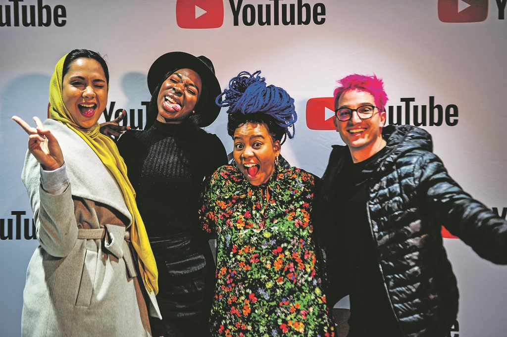 ACTION Aqeelah Harron Ally, Moyin Oloruntoba, Thembekile Mahlaba and Grant Hinds were among famous local YouTubers at the event. Picture: Mphumelelo Buthelezi