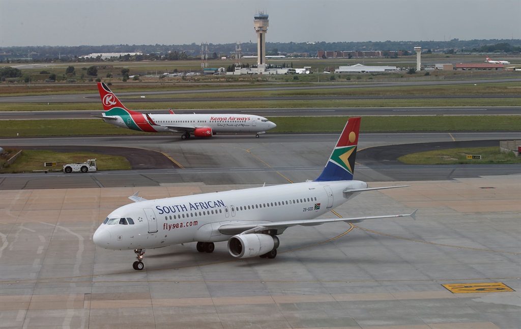 A South African Airways Airbus A320-200 aircraft arrives at OR Tambo International Airport in Johannesburg. Picture: Siphiwe Sibeko/Reuters