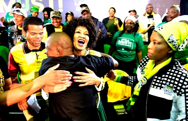 Lindiwe Sisulu embraces ANC supporters in Kliptown, Soweto, in 2017.