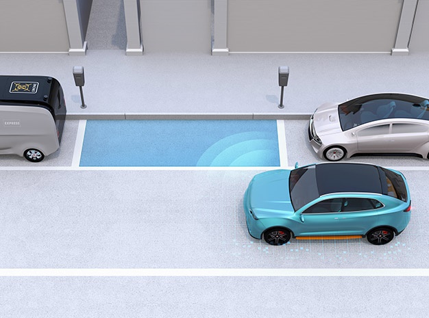 Autonomous SUV is parallel parking