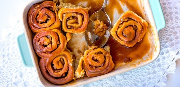 beautiful apple and cinnamon buns draped in salted