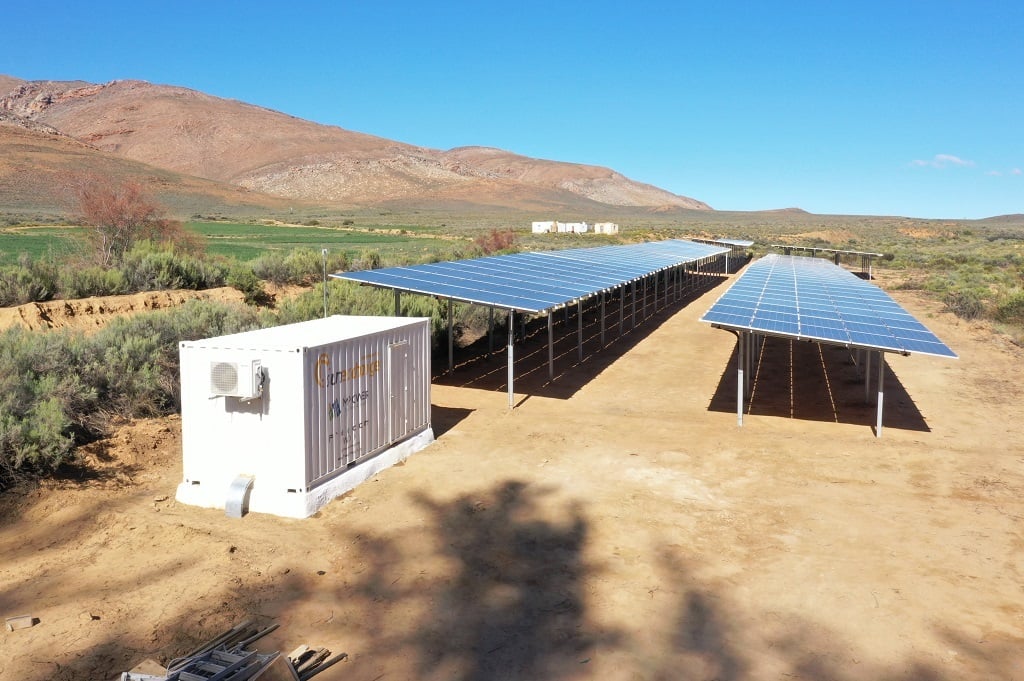 A solar PV plant supported with a battery storage solution. 