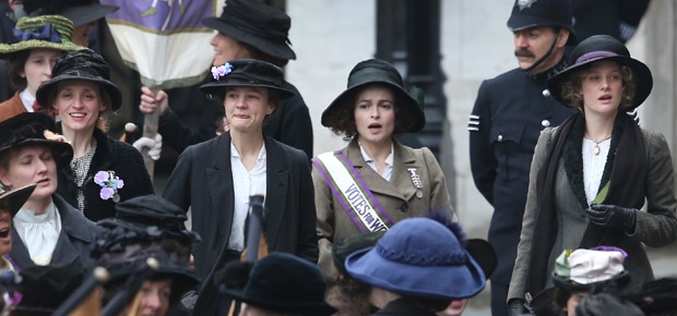 Anne-Marie Duff, Carey Mulligan, Helena Bonham Carter and Romola Garai In Suffragette. (Getty Images)