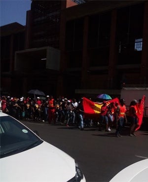 Protestors doing their thing in Johannesburg. Photo from News24's Jeanette Chabalala. <br />