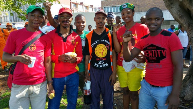Cosatu demonstrators gathered at Botha's Park in Durban. Photo from News24's Kaveel Singh. <br />