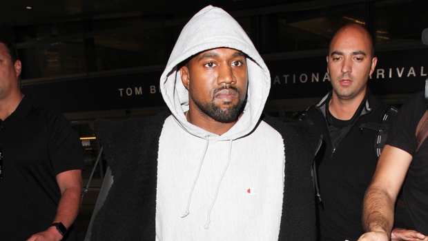 Kanye West pictured at Los Angeles airport.