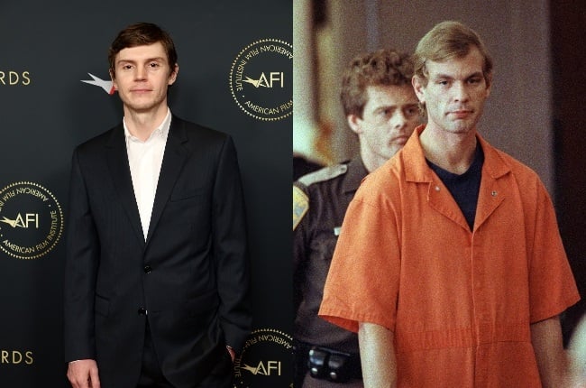 Actor Evan Peters (LEFT) has been touted for his second Emmy award for his terrifying portrayal of serial killer Jeffrey Dahmer (RIGHT). (PHOTO: Getty Images)