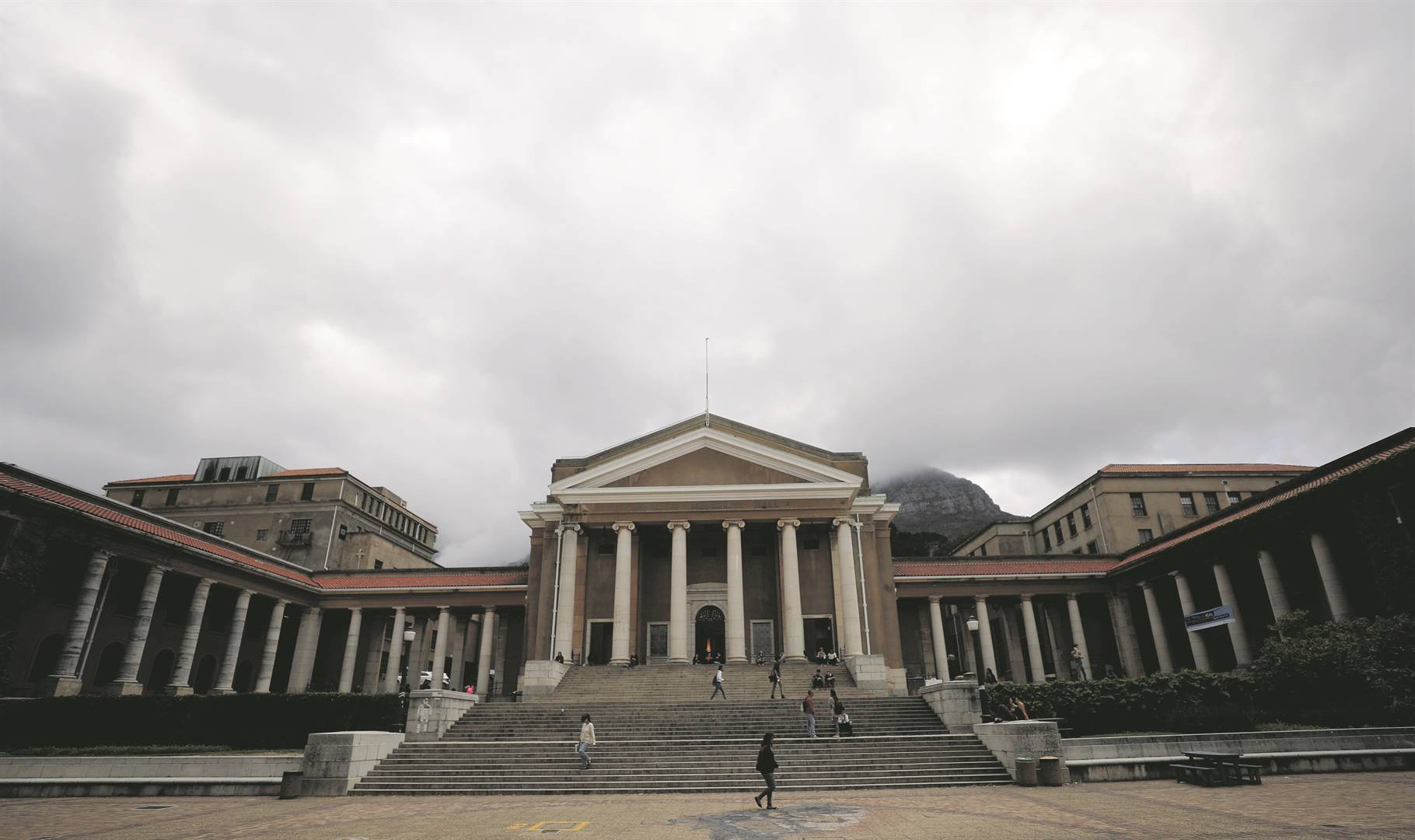 Students walk across a plaza in front of the University of Cape Town. Photo: Reuters