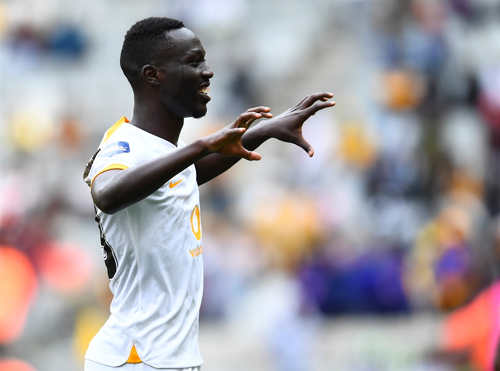 CAPE TOWN, SOUTH AFRICA - OCTOBER 09: Caleb Bimenyimana of Chiefs celebrates after scoring a goal from the penalty spot during the DStv Premiership match between Stellenbosch FC and Kaizer Chiefs at DHL Stadium on October 09, 2022 in Cape Town, South Africa. (Photo by Ashley Vlotman/Gallo Images)