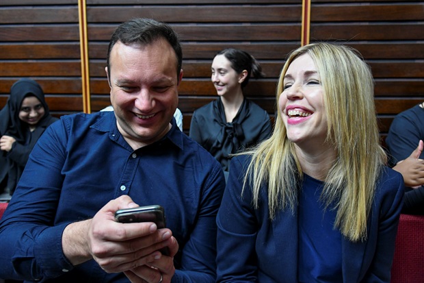 <p><em>Adriaan Basson and Karyn Maughan during the private prosecution matter against Adv Billy Downer and News24 Journalist Karyn Maughan at the Pietermaritzburg High Court.&nbsp;</em></p><p><em>(Photo by Gallo Images/Darren Stewart)</em></p>