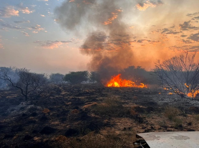 Een van die foto's wat die naweek van 7 tot 9 Oktober tydens verwoestende brande in die Noord-Kaap geneem is. Foto: Verskaf deur Agri Noord-Kaap
