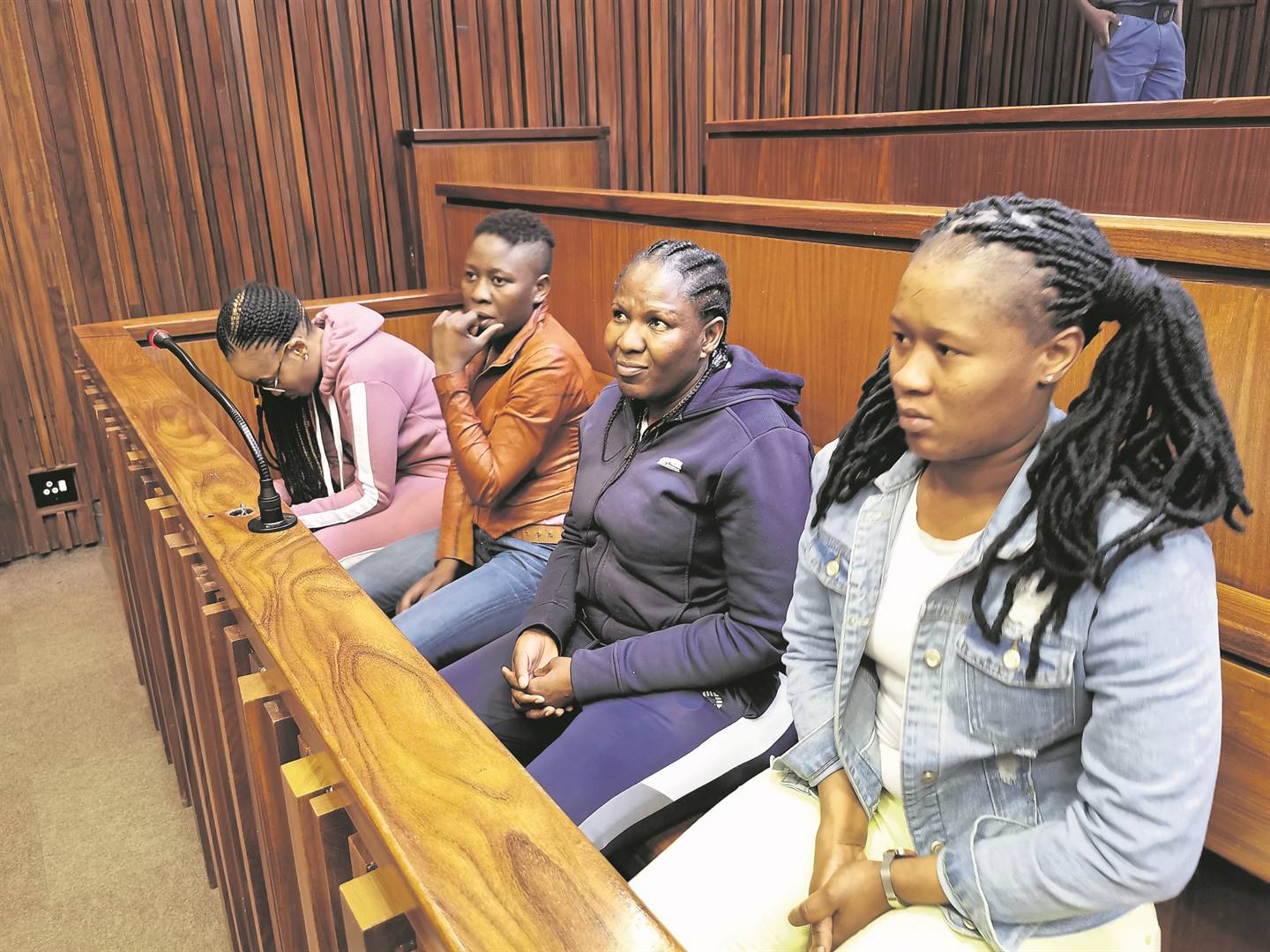 The accused Tshegofatso Moremane, Gontse Thloele, Margaret Koaile and Portia Mmola appeared again in the     high court in Joburg for their murder    and theft trial. Photo by Christopher Moagi