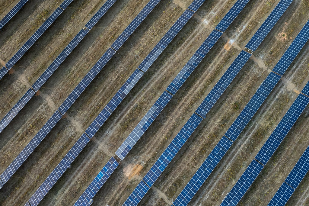 An aerial view of the Khanyisa solar plant at Gold Fields' South Deep mine in Johannesburg. Photo: Supplied