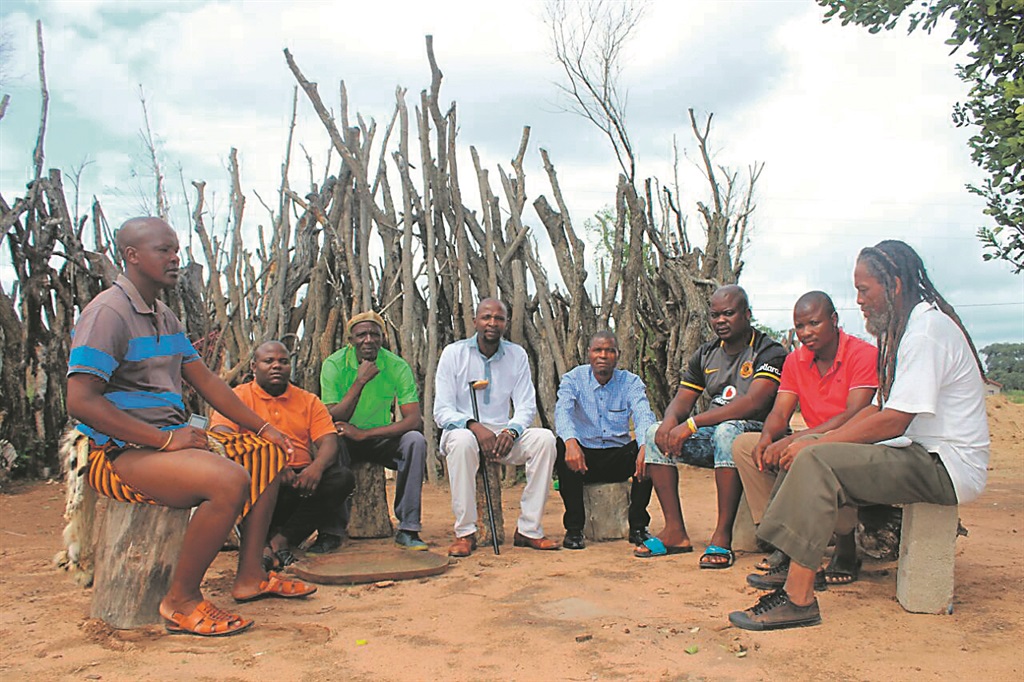 Headmen from the Mawewe Tribal Authority want Chief Candy (fourth from left) to be given his throne back. Photo by Bulelwa Ginindza 