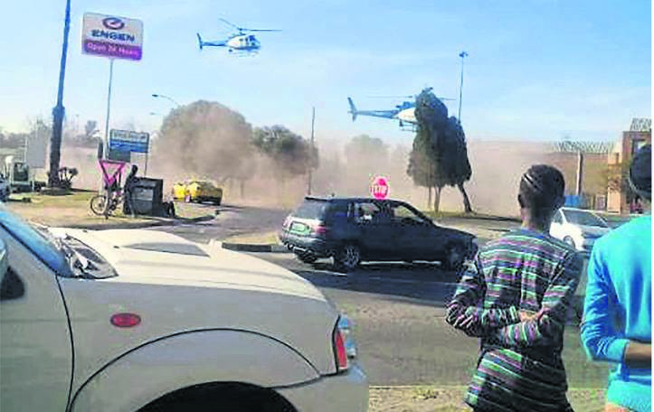 Two police helicopters rushed to Sasolburg Shopping Mall after staff were held hostage on Youth Day.Photo Facebook