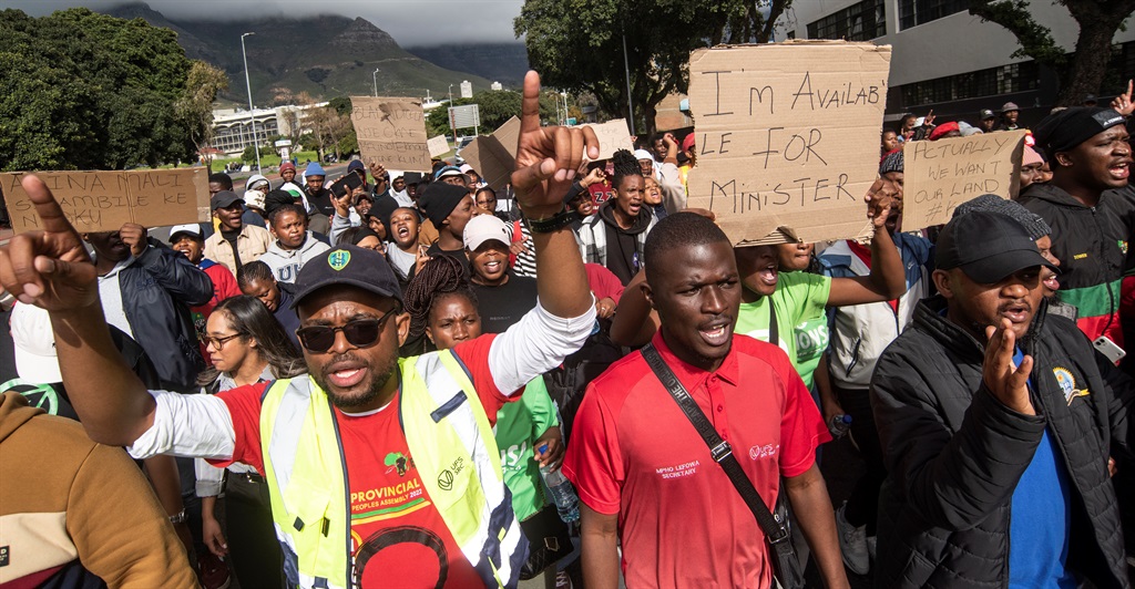Students marching to the National Student Financial Aid Schemes (NSFAS) head office in May last year in Cape Town. (Brenton Geach/Gallo Images)