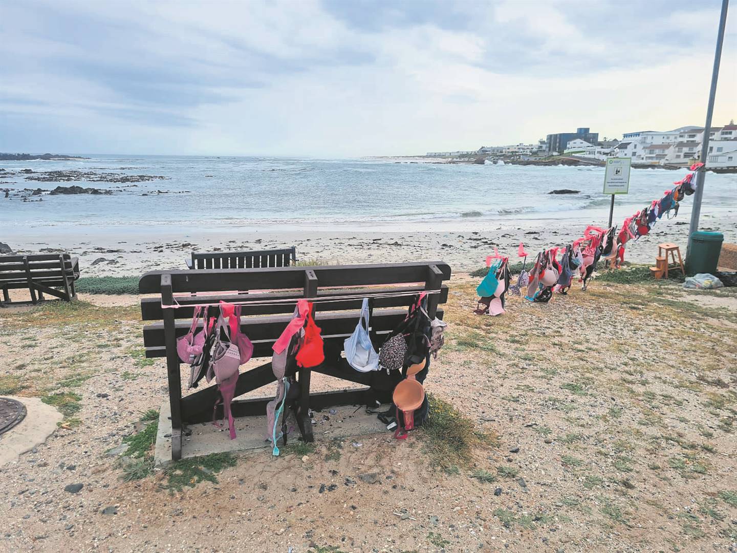 Bras seen hanging in Bloubergstrand used to create greater cancer awareness