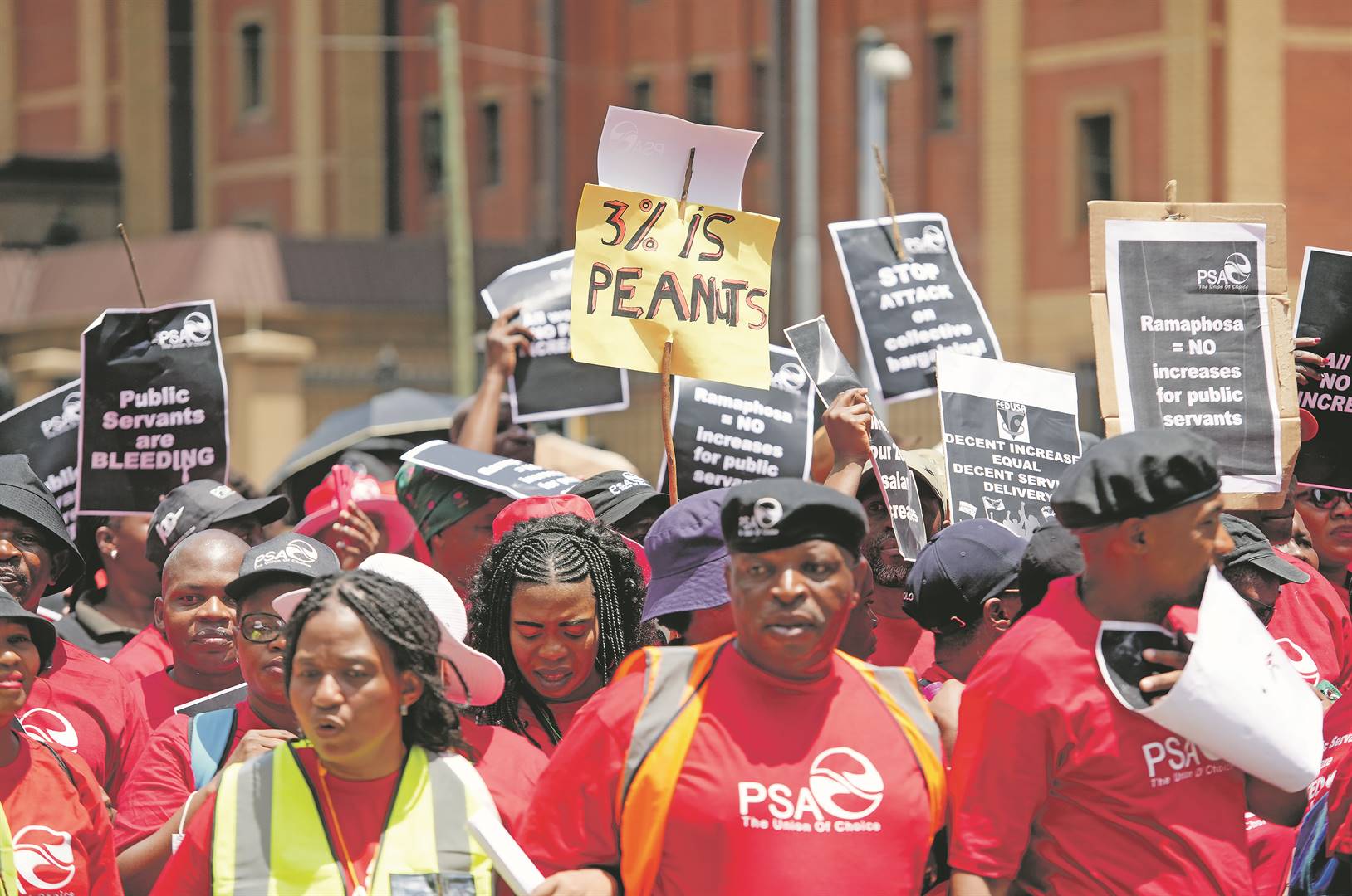 Workers affiliated with the Public Servants Association of SA are unhappy with the dictated 3% salary hike. Photo: Tebogo Letsie