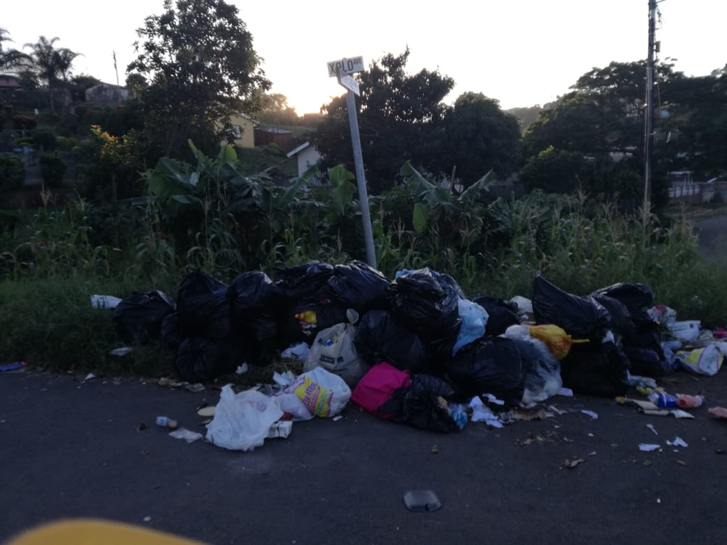 Striking workers stopped collecting rubbish two weeks ago. Photo by Willem Phungula