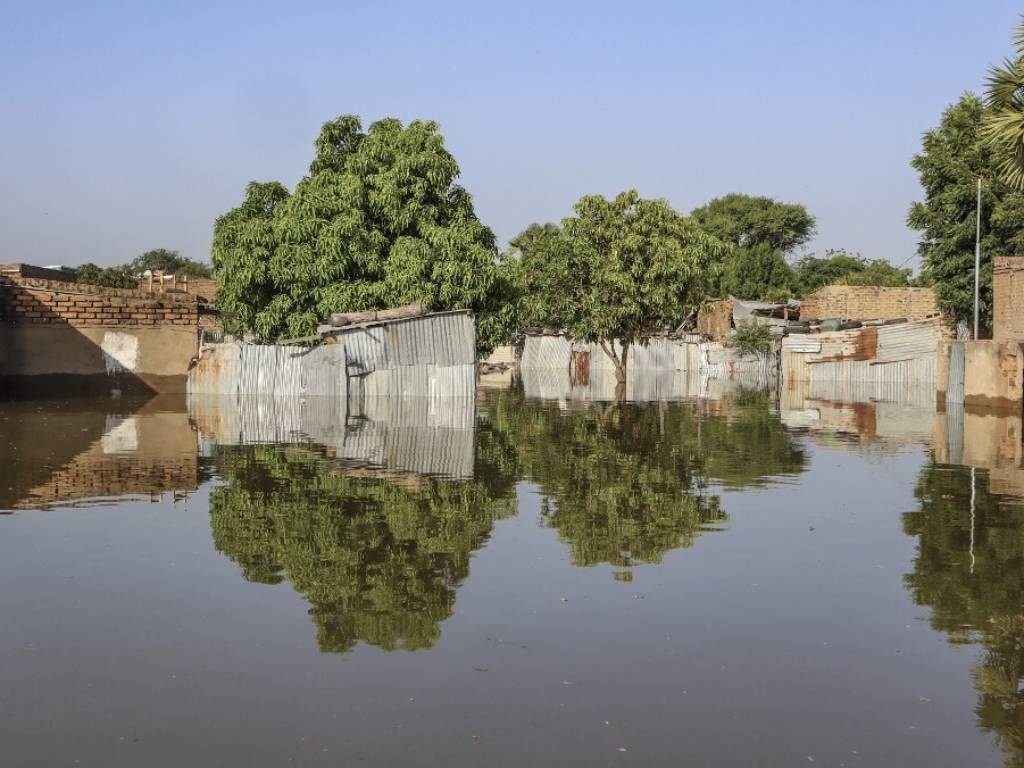 Houses are seen submerged by floods in N'Djamena. Flooding has destroyed dozens of houses in Walia, a poor neighbourhood in the south of Chad's capital N'Djamena.